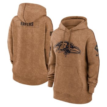 Baltimore Ravens Women 2023 Salute to Service Pullover Hoodie - Brown