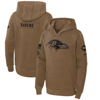 Baltimore Ravens Youth 2023 Salute to Service Club Fleece Pullover Hoodie - Brown