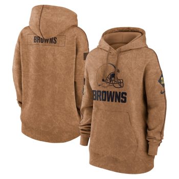 Cleveland Browns Women 2023 Salute to Service Pullover Hoodie - Brown