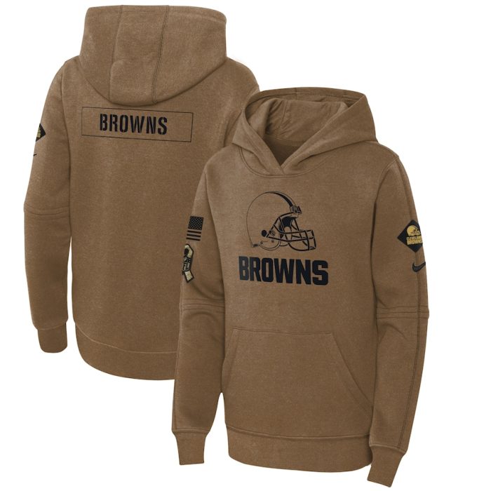 Cleveland Browns Youth 2023 Salute to Service Club Fleece Pullover Hoodie - Brown