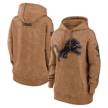 Detroit Lions Women 2023 Salute to Service Pullover Hoodie - Brown
