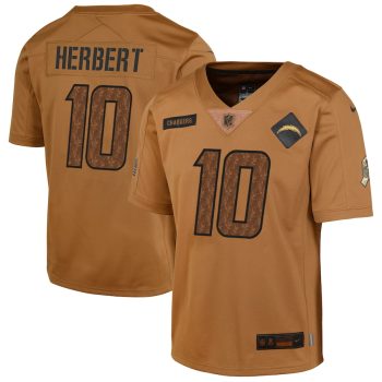 Justin Herbert Los Angeles Chargers Youth 2023 Salute To Service Limited Jersey - Brown