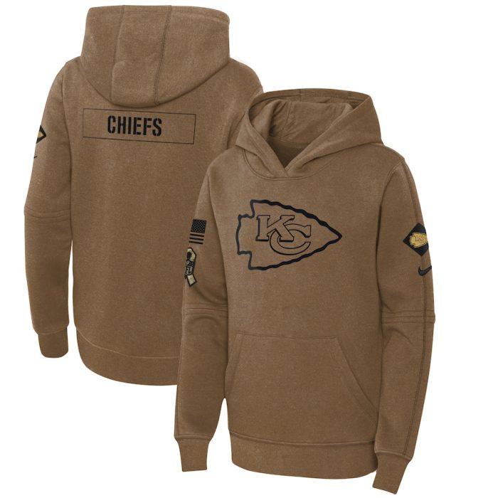Kansas City Chiefs Youth 2023 Salute to Service Club Fleece Pullover Hoodie - Brown