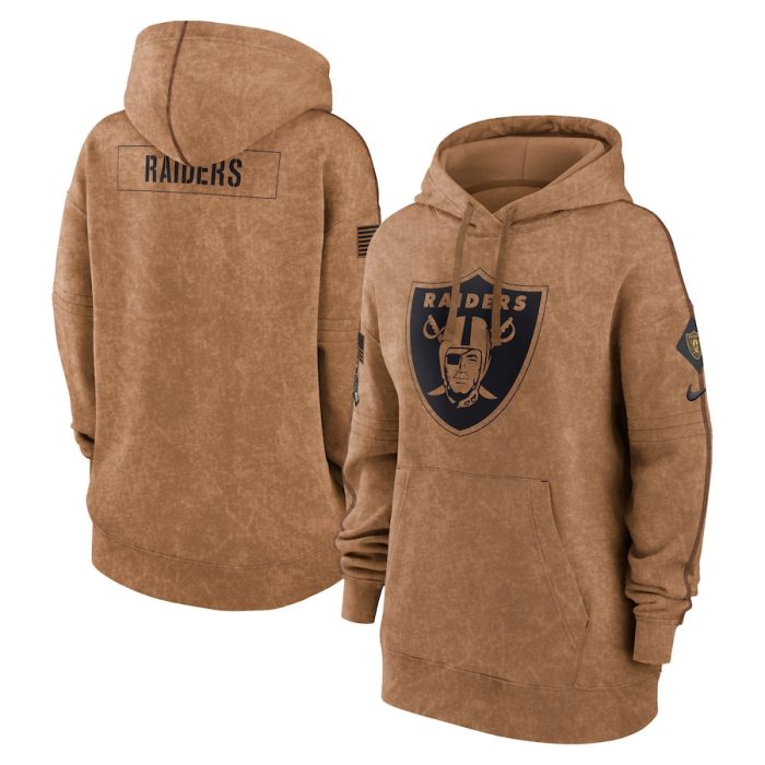 Las Vegas Raiders Women 2023 Salute to Service Pullover Hoodie - Brown