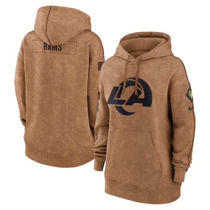 Los Angeles Rams Women 2023 Salute to Service Pullover Hoodie - Brown