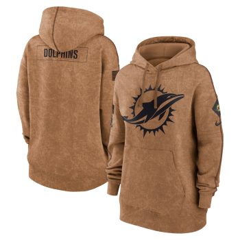 Miami Dolphins Women 2023 Salute to Service Pullover Hoodie - Brown