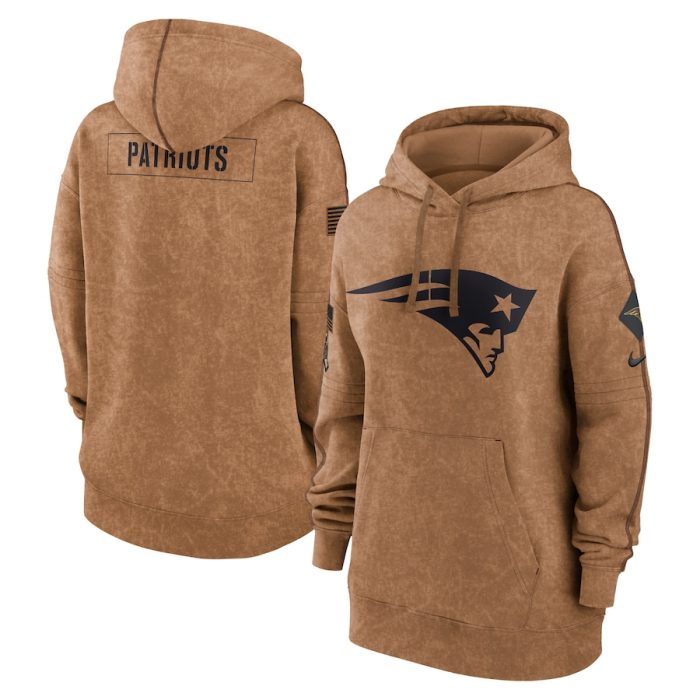 New England Patriots Women 2023 Salute to Service Pullover Hoodie - Brown