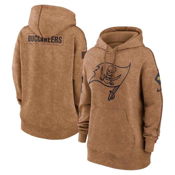 Tampa Bay Buccaneers Women 2023 Salute to Service Pullover Hoodie - Brown