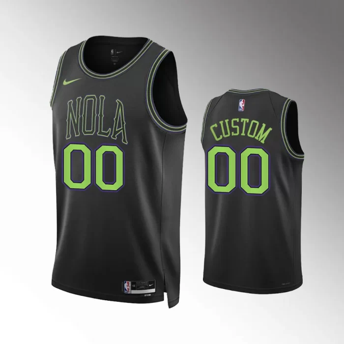 2023-24 City Edition New Orleans Pelicans #00 Custom Black Swingman Jersey