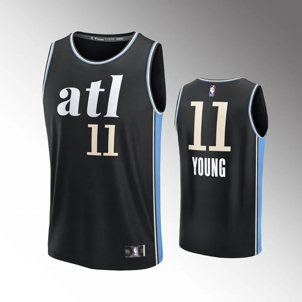 Atlanta Hawks City Edition Black 2023-24 Youth #11 Trae Young Jersey ...