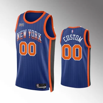 Custom #00 Swingman New York Knicks 2023-24 City Edition Jersey - Blue