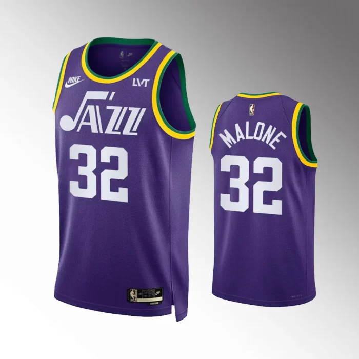 Karl Malone #32 HWC 70s Utah Jazz 2023-24 Classic Edition Jersey - Purple