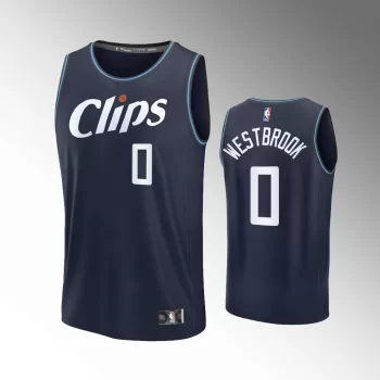 Unisex #0 Russell Westbrook Los Angeles Clippers Fast Break 2023-24 City Edition Navy Jersey