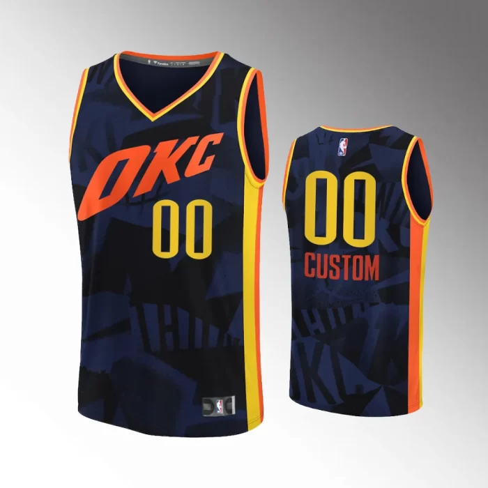 Unisex #00 Custom Oklahoma City Thunder Fast Break 2023-24 City Edition Black Jersey