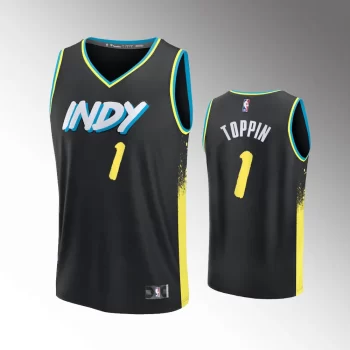 Unisex #1 Obi Toppin Indiana Pacers Fast Break 2023-24 City Edition Black Jersey