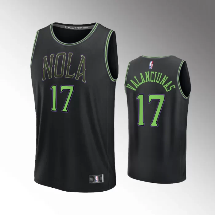 Unisex #17 Jonas Valanciunas New Orleans Pelicans Fast Break 2023-24 City Edition Black Jersey