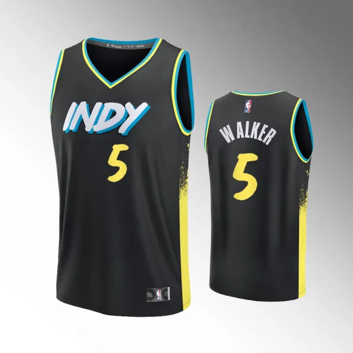 Unisex #5 Jarace Walker Indiana Pacers Fast Break 2023-24 City Edition Black Jersey