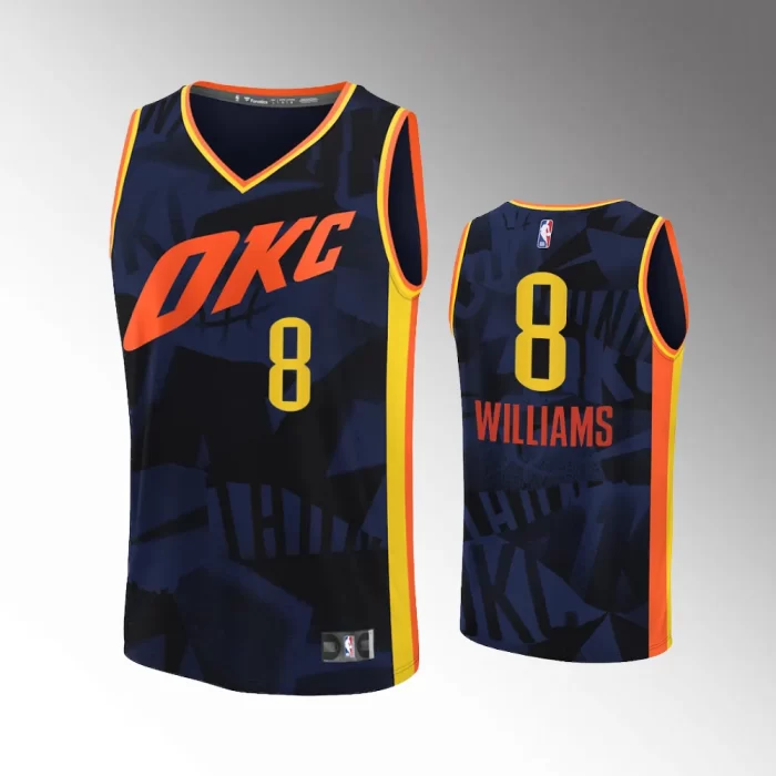 Unisex #8 Jalen Williams Oklahoma City Thunder Fast Break 2023-24 City Edition Black Jersey