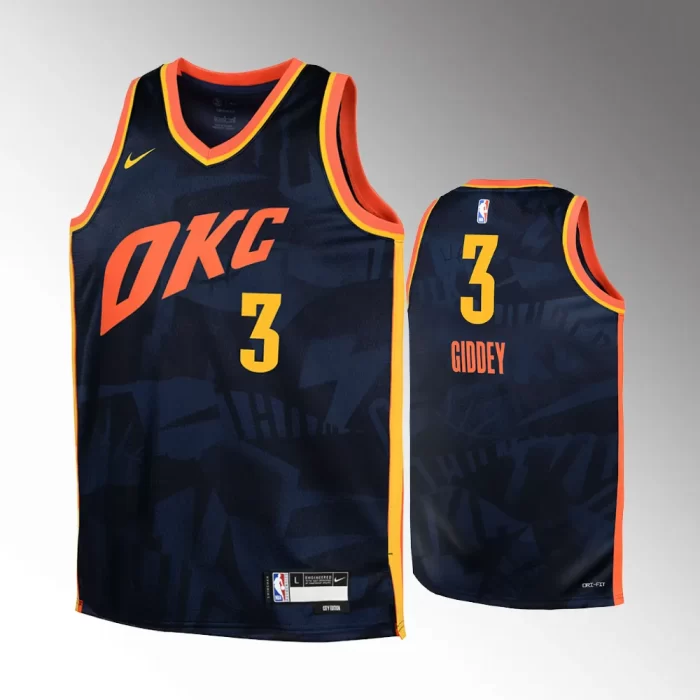 Youth Oklahoma City Thunder #3 Josh Giddey 2023-24 City Edition Swingman Navy Jersey