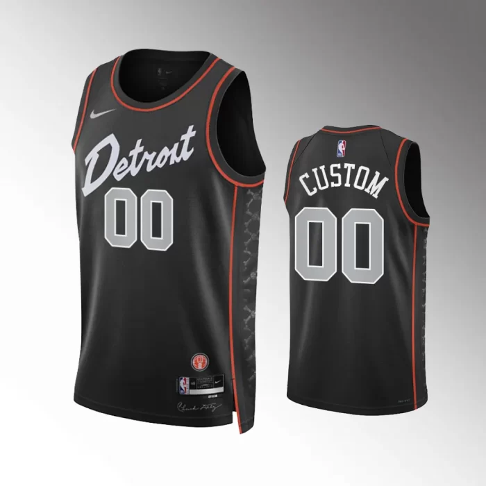 custom #00 Swingman Detroit Pistons 2023-24 City Edition Jersey - Black