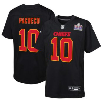 Isiah Pacheco Kansas City Chiefs Youth Super Bowl LVIII Patch Carbon Fashion Game Jersey - Black