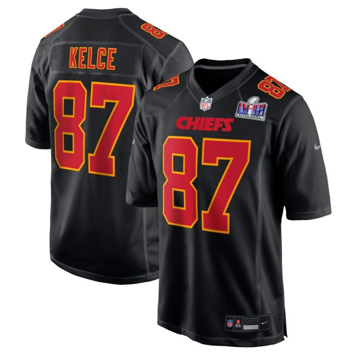 Travis Kelce Kansas City Chiefs Super Bowl LVIII Carbon Fashion Game Player Jersey - Black