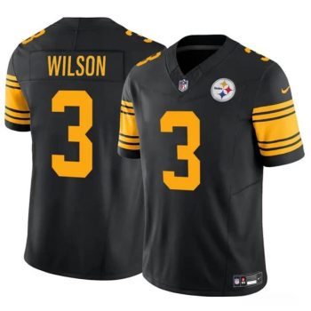 Men's Pittsburgh Steelers #3 Russell Wilson Black 2024 F.U.S.E.Color Rush Limited Football Stitched Jersey