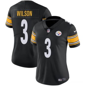 Women's Pittsburgh Steelers #3 Russell Wilson Black Vapor Football Stitched Jersey