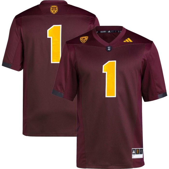 #1 Arizona State Sun Devils adidas Premier Football Jersey - Maroon