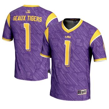 #1 LSU Tigers GameDay Greats Youth Highlight Print Football Fashion Jersey - Purple
