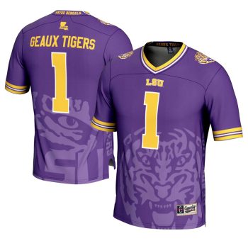 #1 LSU Tigers GameDay Greats Youth Icon Print Football Fashion Jersey - Purple
