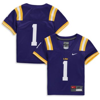 #1 LSU Tigers Toddler Team Replica Football Jersey - Purple
