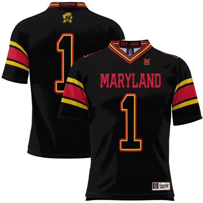 #1 Maryland Terrapins GameDay Greats Youth Football Jersey - Black