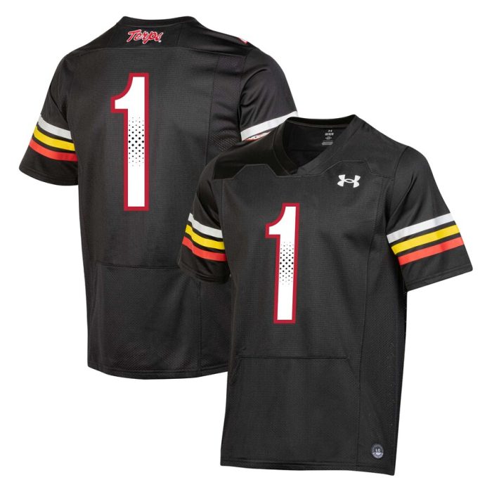 #1 Maryland Terrapins Under Armour Replica Football Jersey - Black