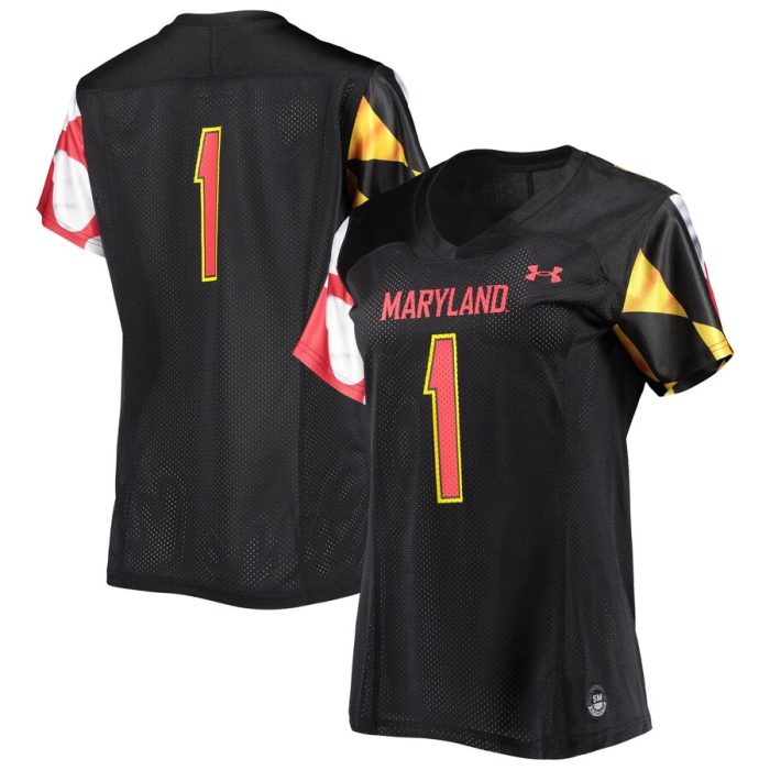 #1 Maryland Terrapins Under Armour Women's Replica Jersey - Black