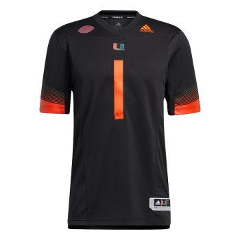 #1 Miami Hurricanes adidas Premier Strategy Jersey - Black