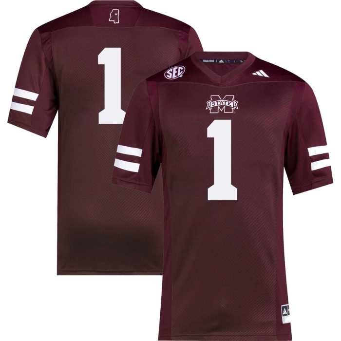 #1 Mississippi State Bulldogs adidas Premier Football Jersey - Maroon