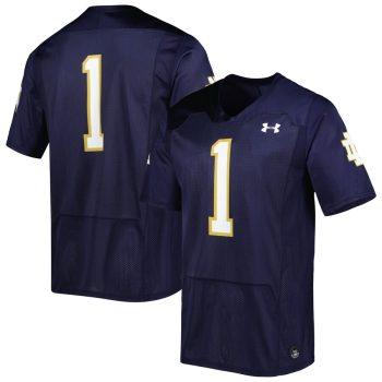 #1 Notre Dame Fighting Irish Under Armour Team Wordmark Replica Football Jersey - Navy