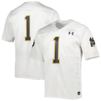 #1 Notre Dame Fighting Irish Under Armour Team Wordmark Replica Football Jersey - White