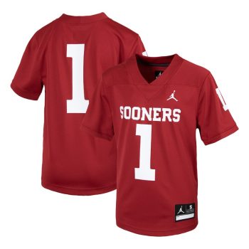 #1 Oklahoma Sooners Jordan Brand Youth 1st Armored Division Old Ironsides Untouchable Football Jersey - Crimson