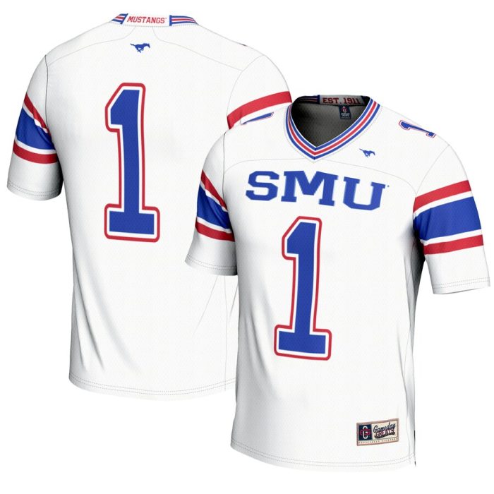 #1 SMU Mustangs GameDay Greats Youth Endzone Football Jersey - White