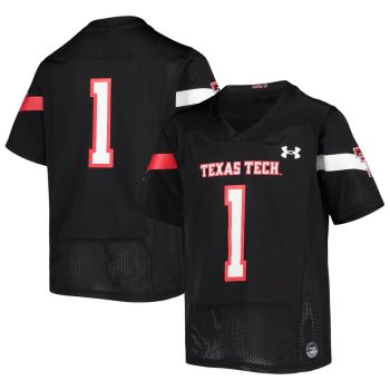 #1 Texas Tech Red Raiders Under Armour Youth Replica Football Jersey - Black