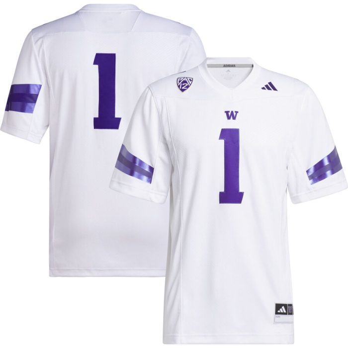 #1 Washington Huskies adidas Premier Football Jersey - White