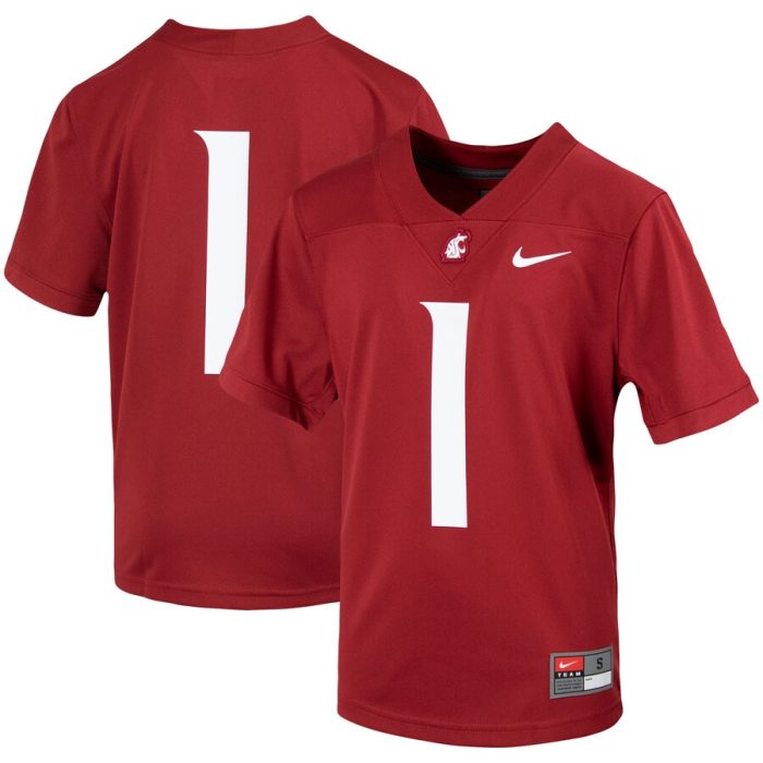 #1 Washington State Cougars Youth Untouchable Football Jersey - Crimson