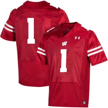 #1 Wisconsin Badgers Under Armour Premier Football Jersey - Red