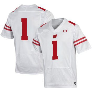 #1 Wisconsin Badgers Under Armour Premier Football Jersey - White