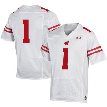 #1 Wisconsin Badgers Under Armour Replica Football Jersey - White