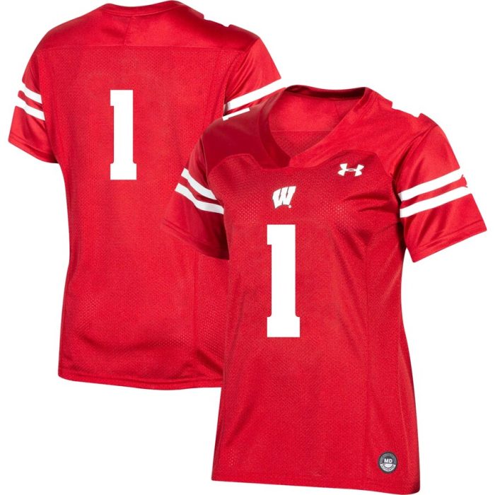 #1 Wisconsin Badgers Under Armour Women's Team Replica Football Jersey - Red