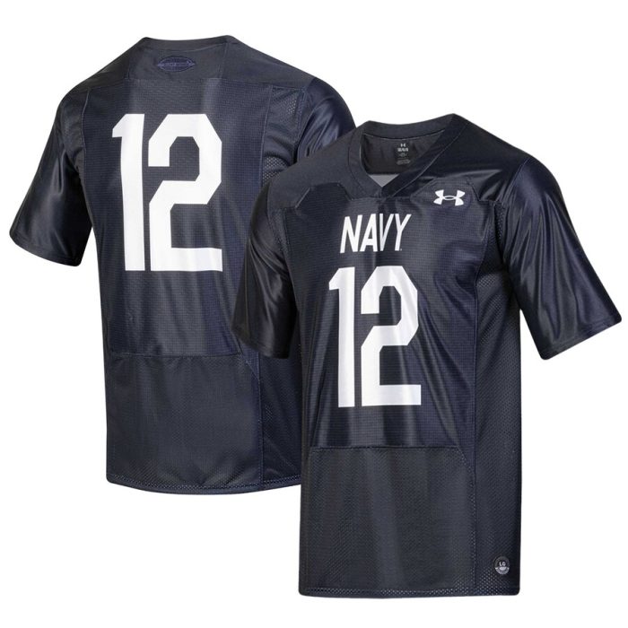 #12 Navy Midshipmen Under Armour Silent Service Replica Football Jersey - Navy