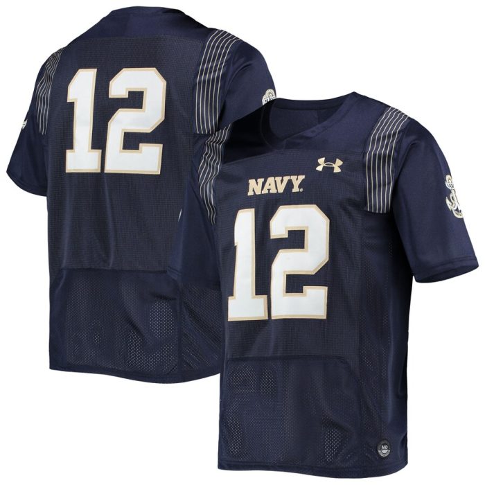 #12 Navy Midshipmen Under Armour Team Premier Football Jersey - Navy